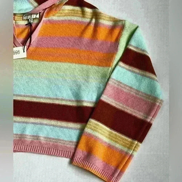 Freshman 1996 Multi-Colored Striped Hoodie Cropped Sweater size Medium NEW - Picture 4 of 8